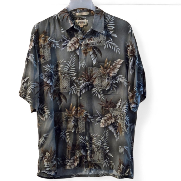 90s Campia Moda Men's Lg Vintage Tropical Leaf/Floral Print Button Up Shirt - Picture 2 of 13